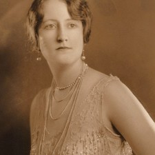 1925 Nancianna Flapper Woman Beaded Fringe Dress, Pearls Studio Portrait Photo picture
