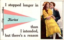 Harlan IA postcard ROMANTIC COUPLE COMIC POSTCARD 9/12 BD8465 picture