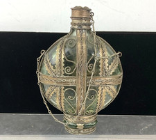 Antique Islamic Green Glass Bottle Flask picture