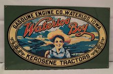Waterloo Boy Gas Engine Co. Kerosene Tractors Porcelain Enamel Sign VGC Heavy picture