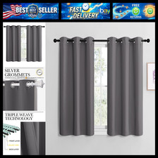 NICETOWN Grey Blackout Cafe Curtain Panels for Bedroom, Thermal Insulated Gromme picture