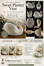 Vintage F.T.D.A. White Ceramic Swan Planter Vase 1988 Taiwan Floral Centerpiece picture