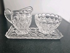 Vintage Nachtman 3 Piece Lead Crystal Sugar And Creamer Set Angila Pattern  picture