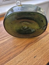 ANTIQUE ONION SHAPED GREEN GLASS WINE BOTTLE picture