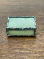Vintage Old Chinese Jade Stone Brass Enamel Jewelry Trinket Lidded Box China picture