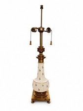 Vintage Mid Century Stiffel Tall Ceramic Hollywood Regency Brass Trim Lamp picture
