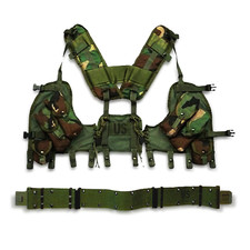NEW US USGI M81 WOODLAND CAMO BDU ENHANCED LOAD BEARING VEST LBV + PISTOL BELT picture