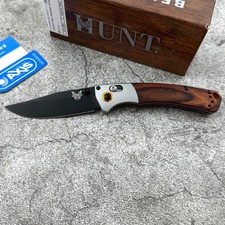 Benchmade 15085-2 Mini Crooked River Gray Aluminum Wood Clip-Point Folding Knife picture