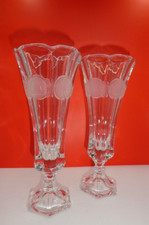Fostoria Clear Frosted Coin Glass Vase US Symbol 8 in Tall Set of 2 picture