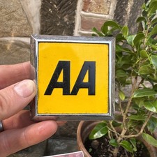 Vintage AA Square Car Badge 1960's Automobile Association Emblem Grille picture