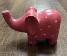 Hand Carved Soapstone Pink Elephant Figurine Small Heavy 3x5x7 picture