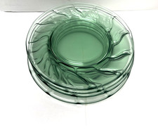Vintage Fostoria Jamestown Green Glass Salad Plates lot of 4 picture