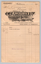 Antique Billhead C. L. APPLEGARTH & CO Oyster & Fruit Baltimore MD - 1904 picture