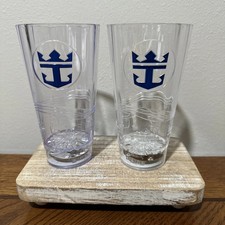 Royal Caribbean Acrylic Light Up LED Drink Cups, Lot of 2 - Brand New picture