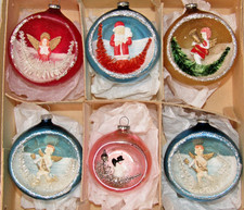 Lot VTG Glass Diorama SANTA ANGEL SNOWMAN Indent BALL Christmas Ornaments Japan picture