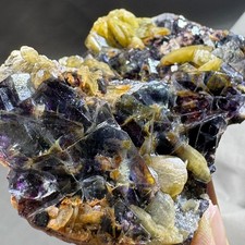 Natural Crystal Phantom Fluorite w/ Siderite Cluster Rare Specimen Raw Mineral picture