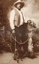 Rodeo Wild West Show African American Cowboy Ben Pickett Repro Postcard picture