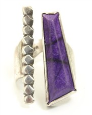 Navajo Allison Lee Sterling Silver Large Adjustable Sugilite Ring Sz6.5-7 picture