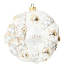 Brand New Mackenzie Childs 2024 Crystal Palace Wreath Glass Ornament picture