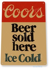 TIN SIGN Coors Beer Here Retro Bar Pub Beer Brewery Sign Cottage Cave C277 picture