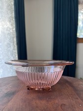 Hazel-Atlas Vintage Pink Depression Glass Mixing Bowl Nesting, Ribbed, 8