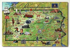 Pennsylvania, The Keystone State, Philadelphia, Pittsburgh, etc --- Map Postcard picture