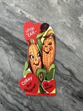 Unused NOS Vintage Valentine Anthropomorphic Corn Cob Rat Boy Girl Couple Kitsch picture