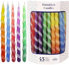 Deluxe Twisted Hanukkah Menorah Candles for All 8 Nights of Chanukah, Multico... picture