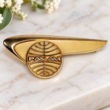 Vintage Pan Am Airlines Balfour LGB 1/10 10K Gold Filled Wings Lapel Pin picture
