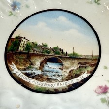 BRIDGE HILLSBORO BRIDGE NH NEW HAMPSHIRE ANTIQUE Souvenir Porcelain TRINKET DISH picture