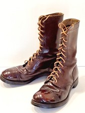 VTG WWII Korean Era US Army Airborne Paratrooper Jump Boots Cap Toe 10 EE VIDEO picture