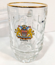 Brockling Hamburg Crest German Clear Glass Beer Mug Mug Gold Rim Breweriana picture