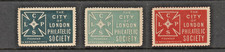 UK London Philatelic Society  3 Vintage Poster stamps / Labels  VF MNH picture