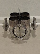 Vintage Kimiko Glasses and 4 Set Coasters & Caddy Mid-Century Barware Set picture