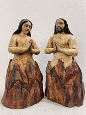 VINTAGE PAIR OF HAND CARVED PAINTED WOOD SOULS IN PURGATORY 