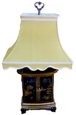 Vintage Chelsea House Asian Style Table Lamp Bronze Chinoiserie Finish and Shade picture