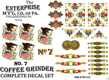 Enterprise MFG. Co.  No. 7  Coffee Grinder Mill Restoration Decals picture
