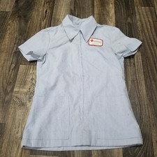 Vintage 1971 American Red Cross Shirt Womens Size 10 Vietnam Era (Pocket Holes) picture