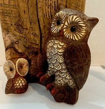 Vtg 1970s Foam Craft Owl Wall Art Hanging Plaques Retro Kitsch Decor Set of 2 picture