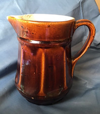 Antique Rockingham Glaze Stoneware Milk Jug Pitcher 1 1/2 qt. 7 1/2