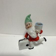 Vintage 1950s German Porcelain Christmas Gnome Candle Hugger stamped 42  picture