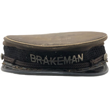 VTG Brakeman Hat w/ Front Badge Price Built ED V Price & Co Chicago Railroad picture