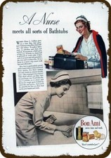 1937 Nurse CLARA COLLINS & BON AMI Vintage-Look DECORATIVE REPLICA METAL SIGN picture
