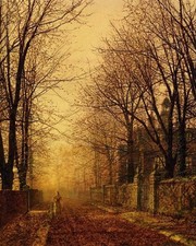 Oil painting John Atkinson - Autumn landscape In October sunset Hand painted picture