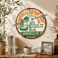 Montebello Sanitary Dairy Montebello California Buttermilk Dairy Round Sig 12in picture
