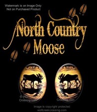 NORTH COUNTRY MOOSE EARRINGS - WILDLIFE ART - STUD POST PIERCE STYLE ' picture