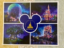 Walt Disney World 50th Anniversary 4 Parks Theme Poster Art Print Commemorative picture