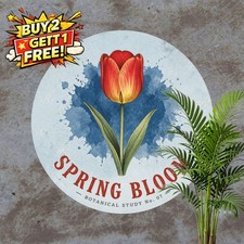 Rustic Tulip Floral Metal Sign Vintage Yard Home Wall Decor 8x8 picture