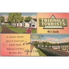 Triangle Tourist Court Meridian Mississippi Postcard PC494 picture