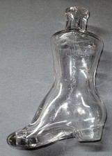 Antique Shoe Boot Shaped Perfume Cologne Bottle Clear Glass Vintage Rare 1800's? picture